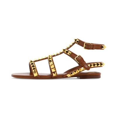 (W) Valentino Rockstud 'Brown Leather Buckle'