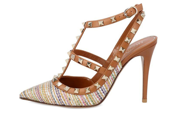 (Women) Valentino Rockstud 'Brown Slingback Stiletto' 2W2S0393QEYJZC