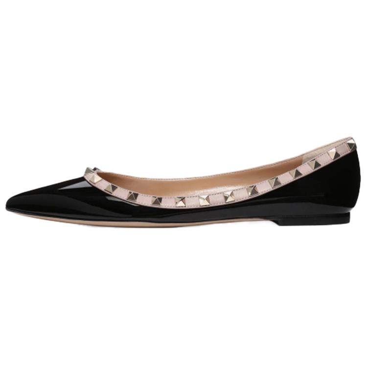 (Women) Valentino Rockstud 'Classic Black Flats' ZW2S0403VNWN91