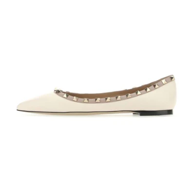 (W) Valentino Rockstud 'Elegant Beige Matte Pointed Flat'