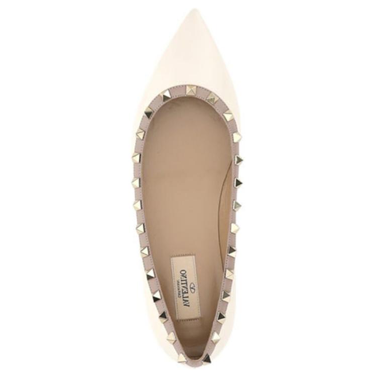 Shop (W) Valentino Rockstud ''Ballerines Beige Mat Élégant à Bout Pointu'' VW2S0403VODL62