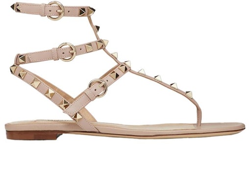 (Women) Valentino Rockstud 'Light Pink T-Strap Sandal' VW2S0812VODP45 Order (Women) Valentino Rockstud 'Light Pink T-Strap Sandal' VW2S0812VODP45