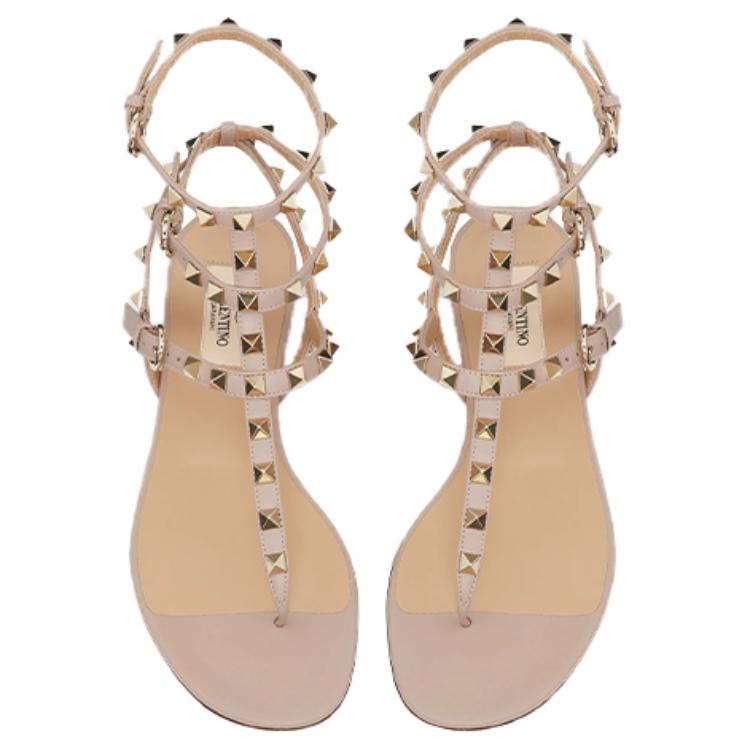 Shop (W) Valentino Rockstud 粉色T字带凉鞋 VW2S0812VODP45