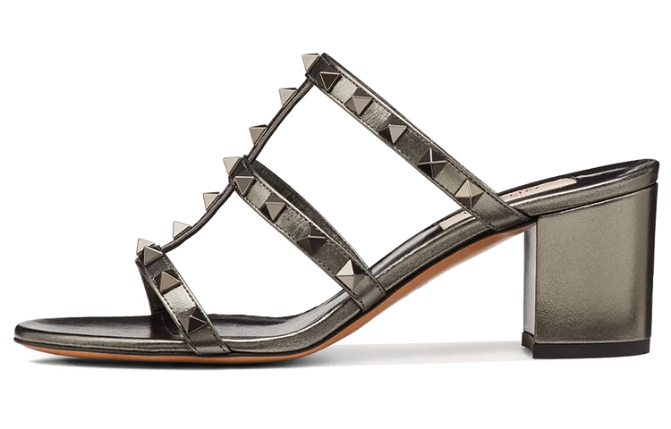 (W) Valentino Rockstud 'Metallic Calfskin Silver Grey'