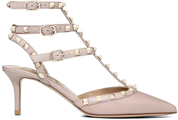 華倫天奴 Rockstud 皮革 時尚簡約休閒尖頭搭扣 細跟 高跟鞋 6.5cm 女款 粉色 Order 華倫天奴 Rockstud 皮革 時尚簡約休閒尖頭搭扣 細跟 高跟鞋 6.5cm 女款 粉色