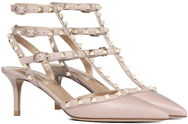 華倫天奴 Rockstud 皮革 時尚簡約休閒尖頭搭扣 細跟 高跟鞋 6.5cm 女款 粉色 Lookbook 華倫天奴 Rockstud 皮革 時尚簡約休閒尖頭搭扣 細跟 高跟鞋 6.5cm 女款 粉色