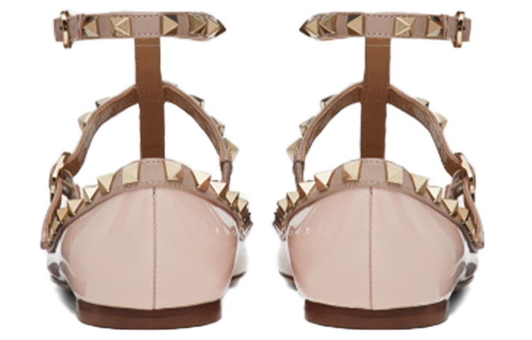 (W) Valentino Rockstud 'Pink Patent Ankle-Strap Ballet Flats' 圖 4