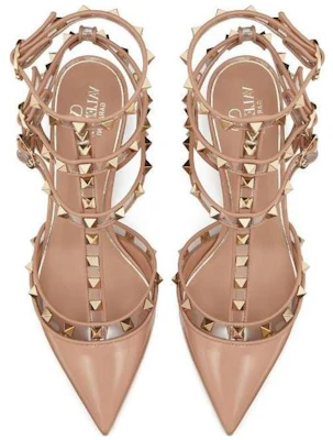 Valentino 華倫天奴 Rockstud 漆皮 繫帶鉚釘 高跟鞋 女款 粉色 Shop Valentino 華倫天奴 Rockstud 漆皮 繫帶鉚釘 高跟鞋 女款 粉色