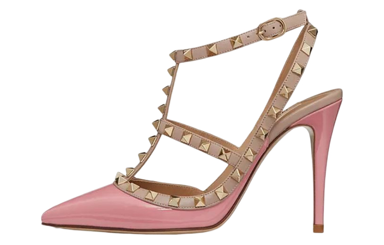 (Women) Valentino Rockstud 'Pink Patent Studded Pumps' 2W2S0393VNWYU7