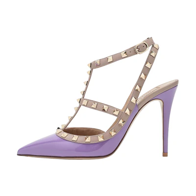 (W) Valentino Rockstud 'Purple Fashion Buckle Stiletto'