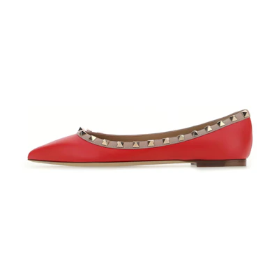 (W) Valentino Rockstud 'Red Ballet Flats'