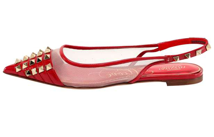 (W) Valentino Rockstud 'Red Ballet Flats'