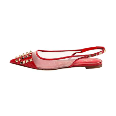 (W) Valentino Rockstud 'Red Ballet Flats'