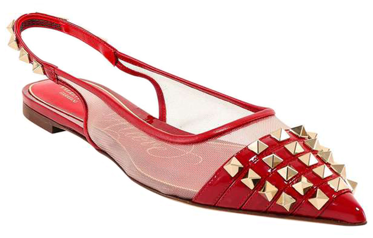 (W) Valentino Rockstud 'Red Ballet Flats' 圖 2