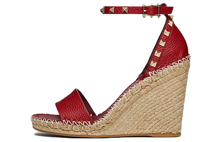 (Women) Valentino Rockstud 'Red Fashion Sport Wedge Sandal' WW2S0090VTOII0