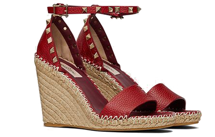 Lookbook (W) Valentino Rockstud 'Sandalia Roja de Moda con Cuña Deportiva' WW2S0090VTOII0