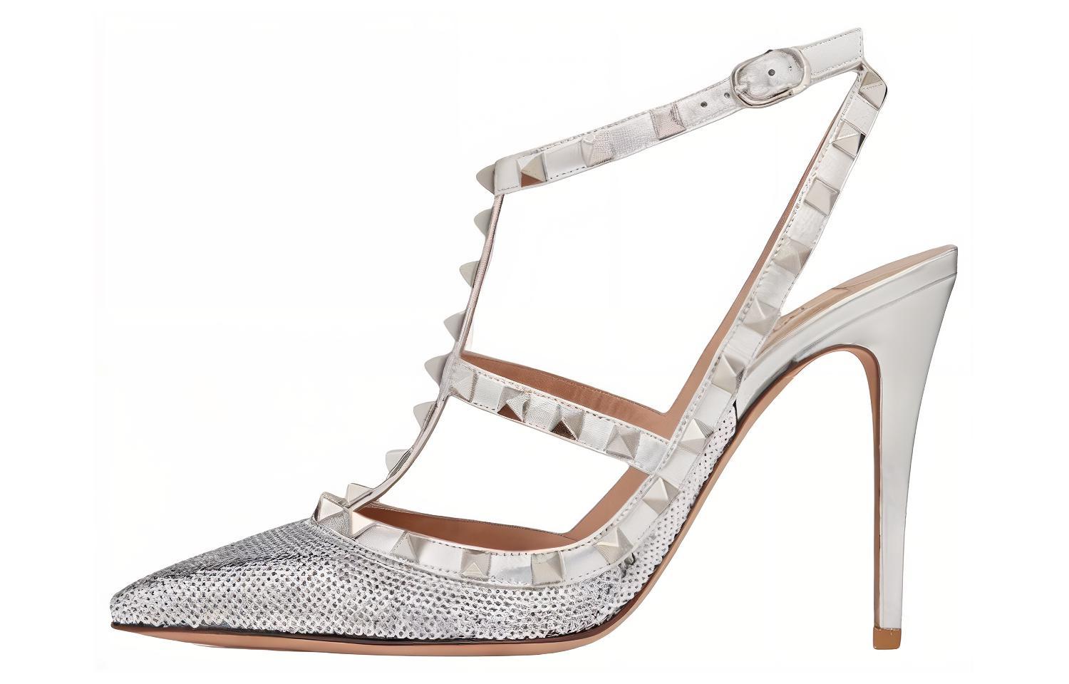 (Women) Valentino Rockstud 'Silver Stiletto' 4W2S0393CKSS13