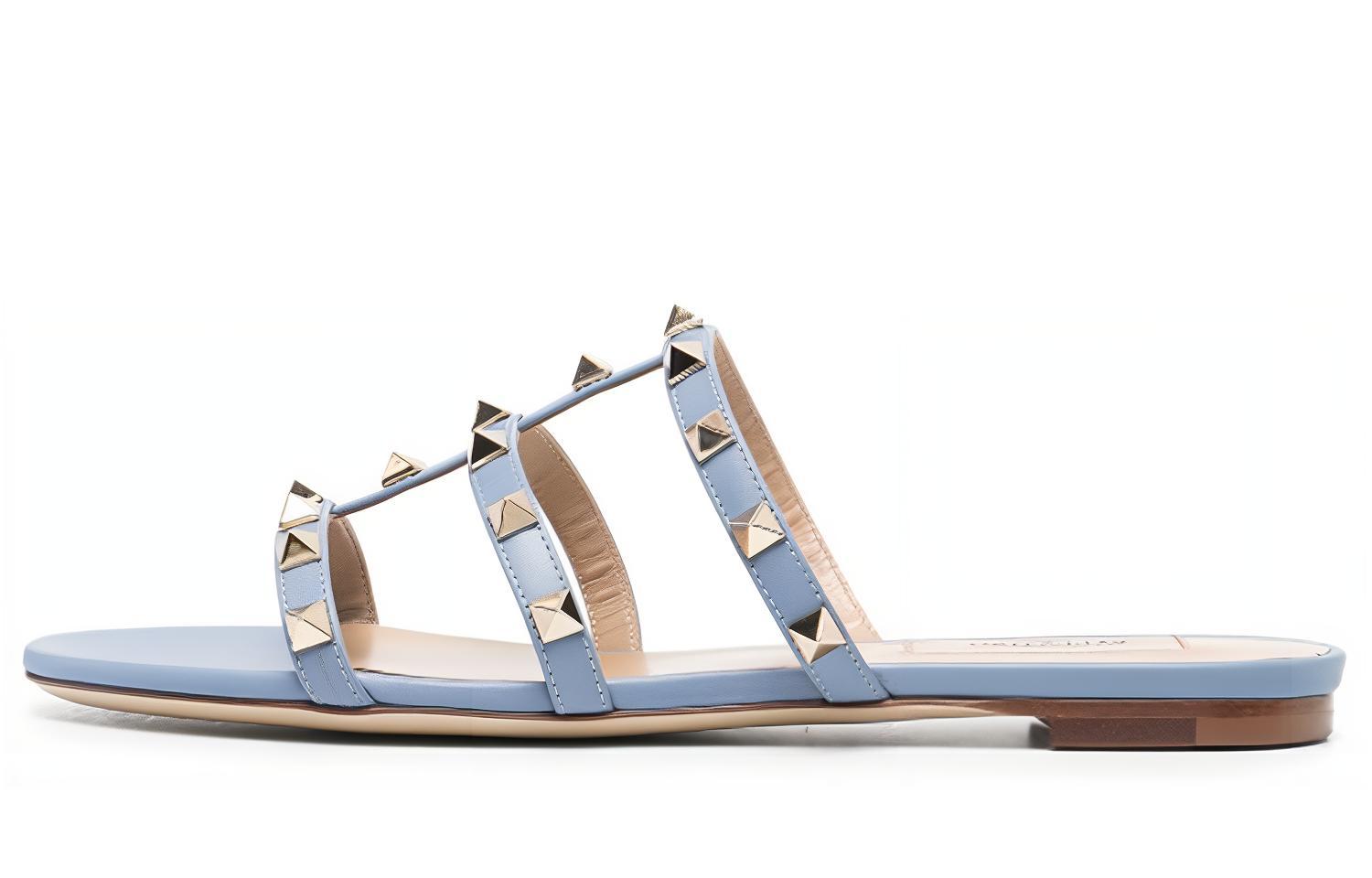 (W) Valentino Rockstud 'Simple Casual Fashion Sandal Blue'