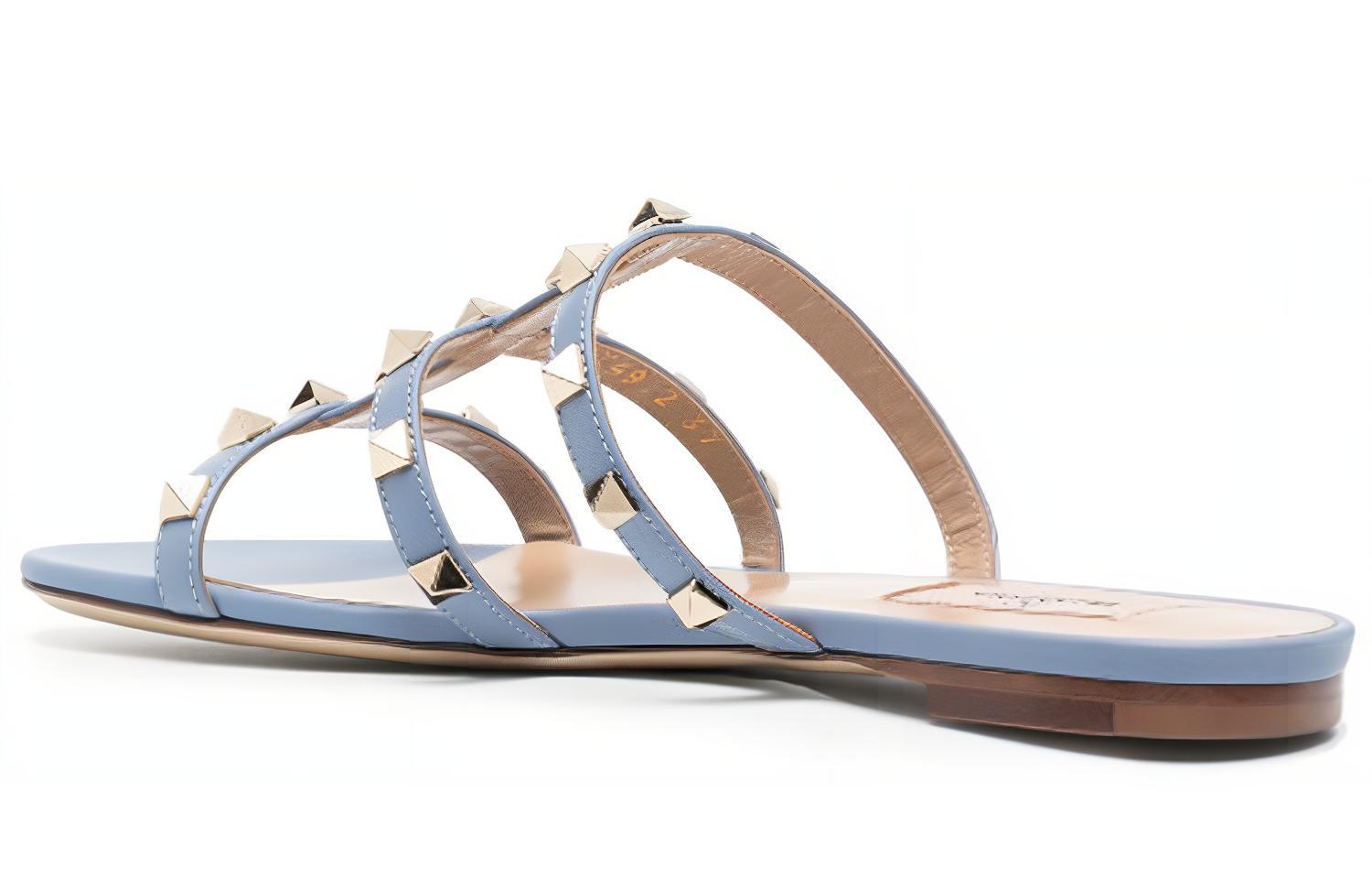(W) Valentino Rockstud 'Simple Casual Fashion Sandal Blue' 圖 3