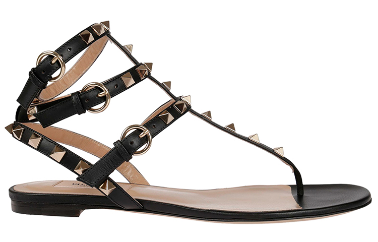 (W) Valentino Rockstud 'Smooth Flat Sandal Black' 圖 2