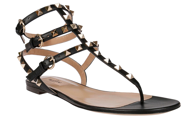 (W) Valentino Rockstud 'Smooth Flat Sandal Black' 圖 3