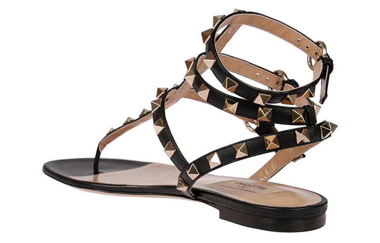 (W) Valentino Rockstud 'Smooth Flat Sandal Black' 圖 4