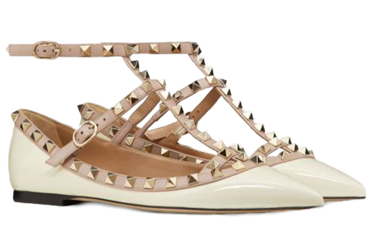 (W) Valentino Rockstud 'White Patent Ballet Flats' 圖 3