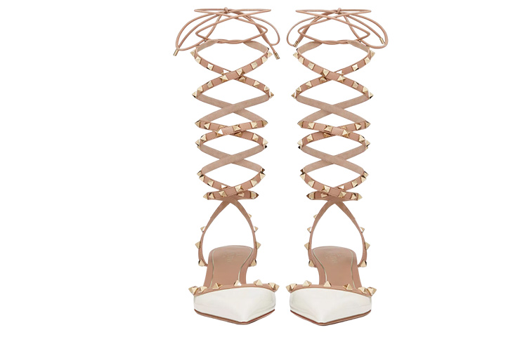 (W) Valentino Rockstud 'White Patent Pointed Toe Slingback Pumps' 圖 3