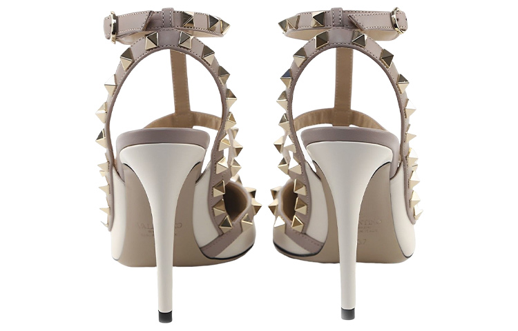 Shop 華倫天奴 Rockstud 皮革 鉚釘 細跟 高跟鞋 女款 白色