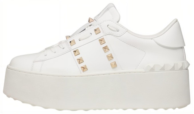 Valentino華倫天奴 Rockstud 小牛皮 鉚釘裝飾帶 增高鞋 女款 白色 Buy Valentino華倫天奴 Rockstud 小牛皮 鉚釘裝飾帶 增高鞋 女款 白色