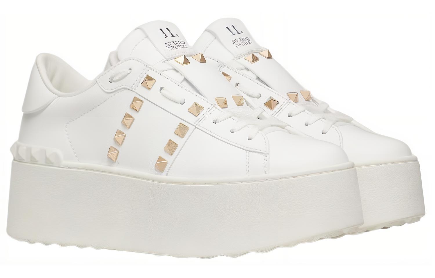 Order Valentino華倫天奴 Rockstud 小牛皮 鉚釘裝飾帶 增高鞋 女款 白色