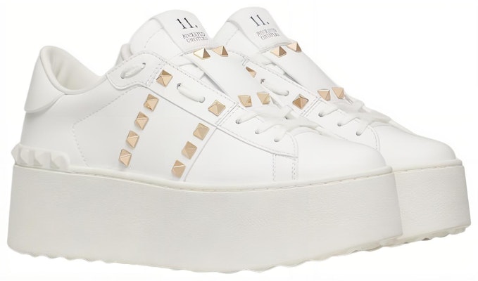 Valentino華倫天奴 Rockstud 小牛皮 鉚釘裝飾帶 增高鞋 女款 白色 Order Valentino華倫天奴 Rockstud 小牛皮 鉚釘裝飾帶 增高鞋 女款 白色