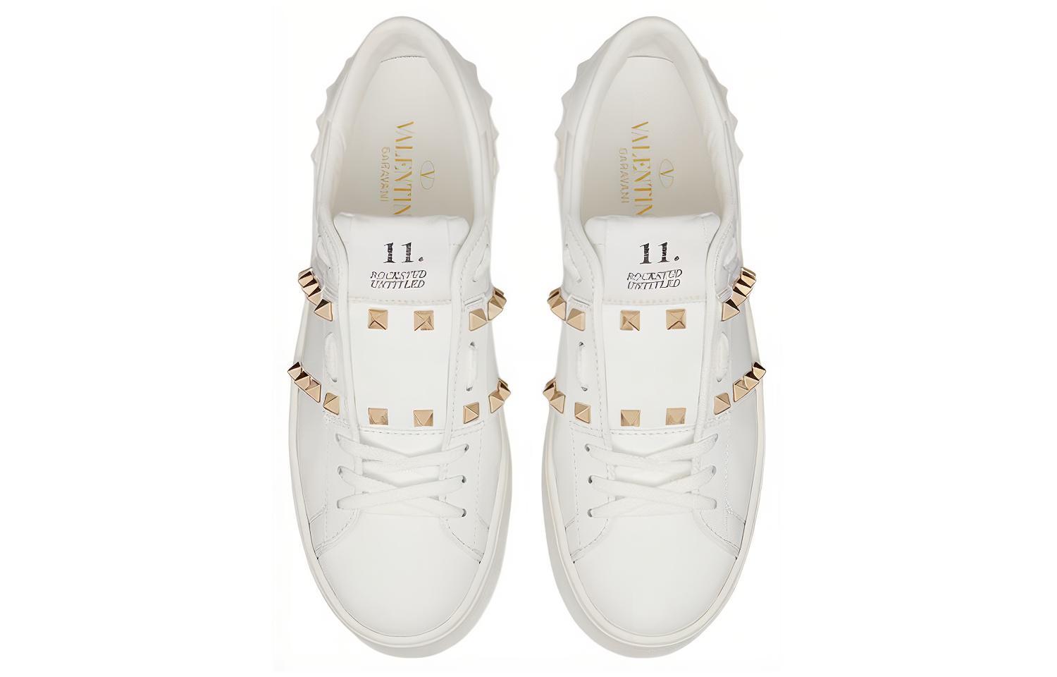 Lookbook Valentino華倫天奴 Rockstud 小牛皮 鉚釘裝飾帶 增高鞋 女款 白色