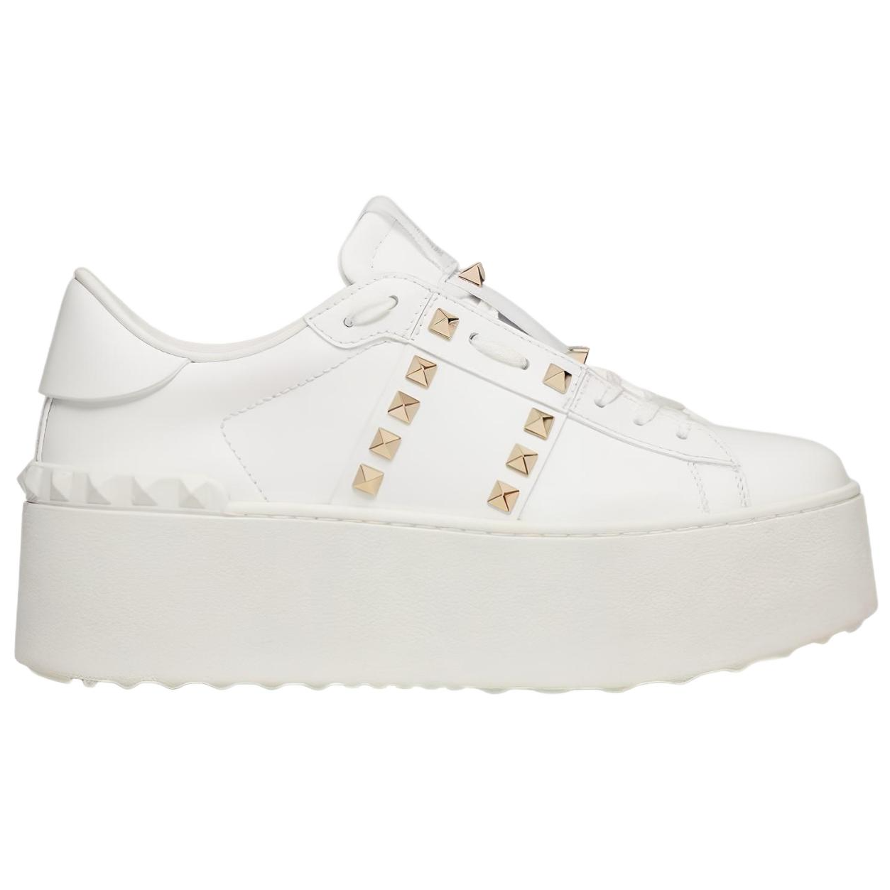 Purchase Valentino華倫天奴 Rockstud 小牛皮 鉚釘裝飾帶 增高鞋 女款 白色