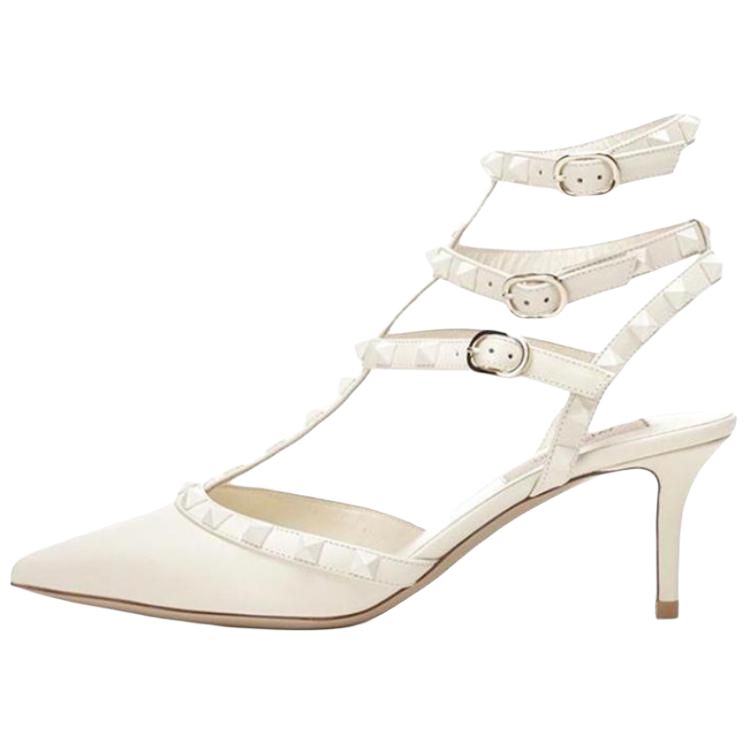 (W) Valentino Rockstud Ankle-Strap 'White'