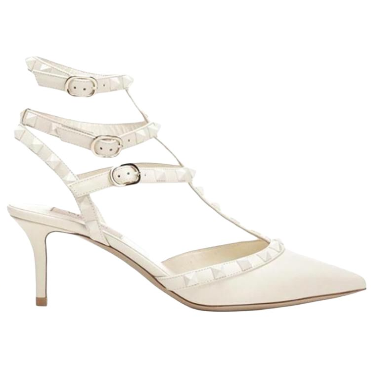 (W) Valentino Rockstud Ankle-Strap 'White' 圖 2