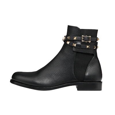 (W) Valentino Rockstud Ankle Boot 'Black Grain Calfskin'