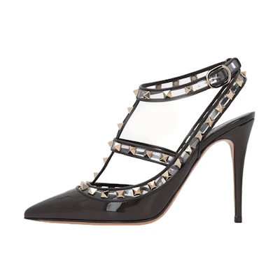 (W) Valentino Rockstud Ankle Strap 'Brown'