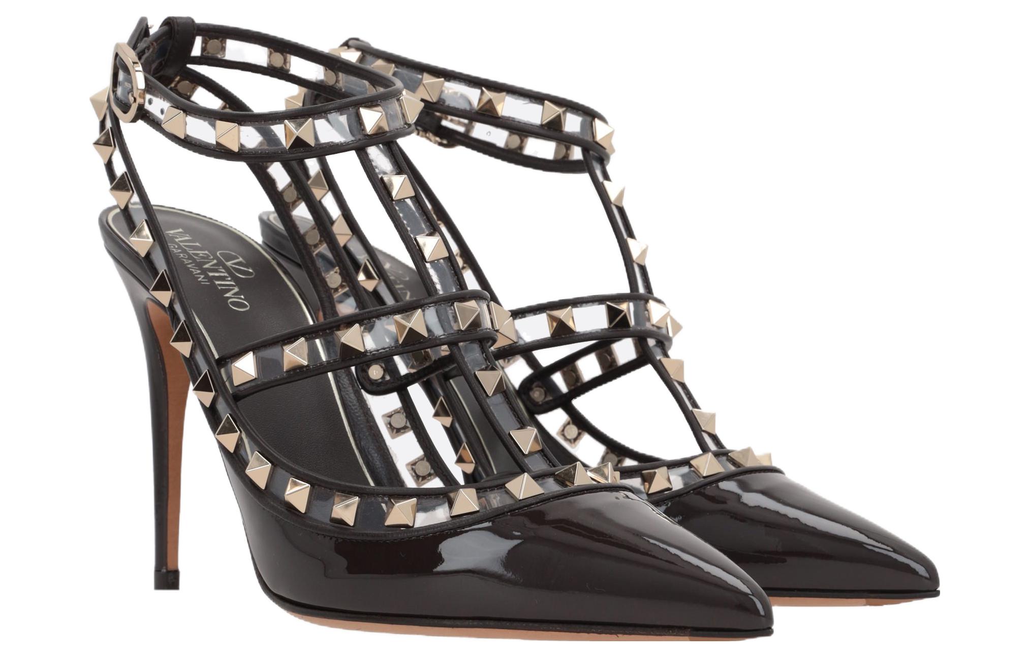 (W) Valentino Rockstud Ankle Strap 'Brown' 圖 3