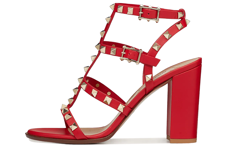 Buy (Women) Valentino Rockstud Ankle-Strap High Heel Sandals 'Red' SW2S0749VBPJU5