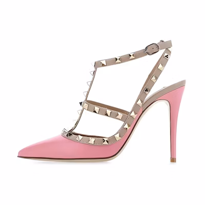 (W) Valentino Rockstud Ankle Strap Pump 'Pink'