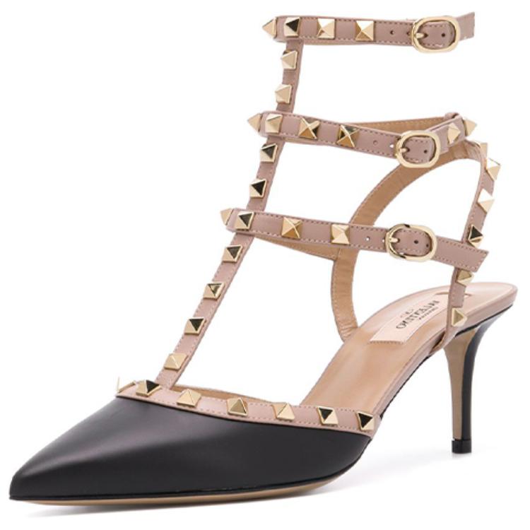 Lookbook (W) Valentino Sandalia Rockstud con Correa al Tobillo 'Negro' RW2S0375VODN91