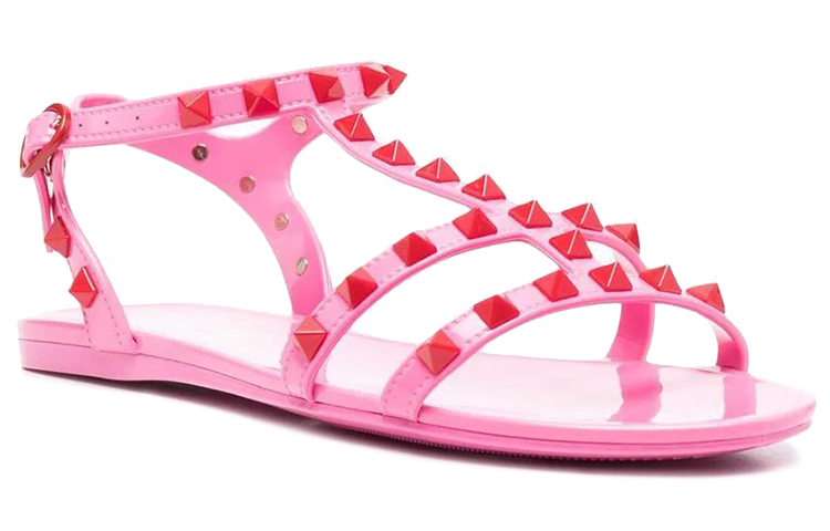 Order (Women) Valentino Rockstud Ankle Strap Sandals 'Pink' XW2S0H38TPJ245