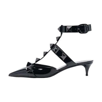 (W) Valentino Rockstud Ankle Strap Stiletto 'Black'
