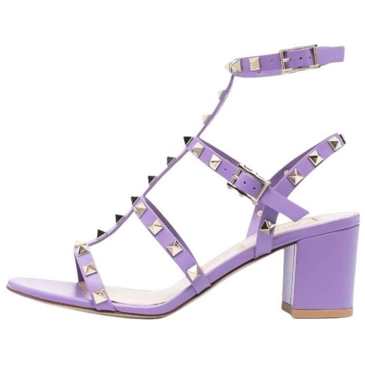 (W) Valentino Rockstud Block Heel Sandal 'Purple'