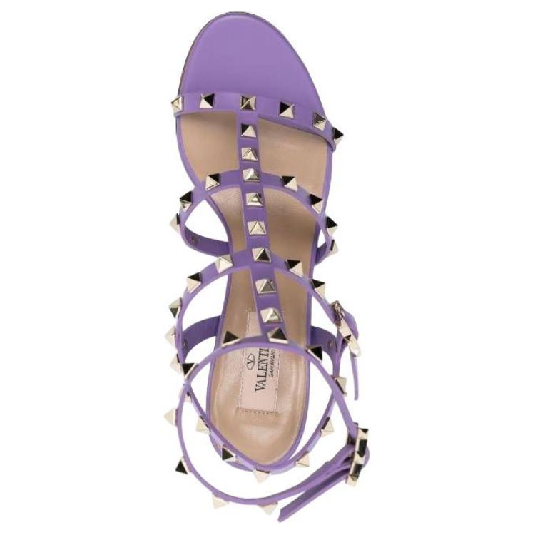 (W) Valentino Rockstud Block Heel Sandal 'Purple' 圖 5