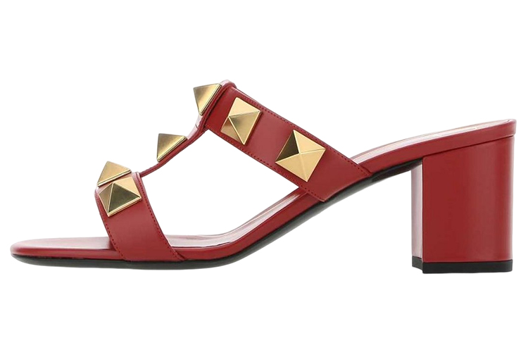 (Women) Valentino Rockstud Block Heel Sandal 'Red' 1W2S0EP5ZWM0RO