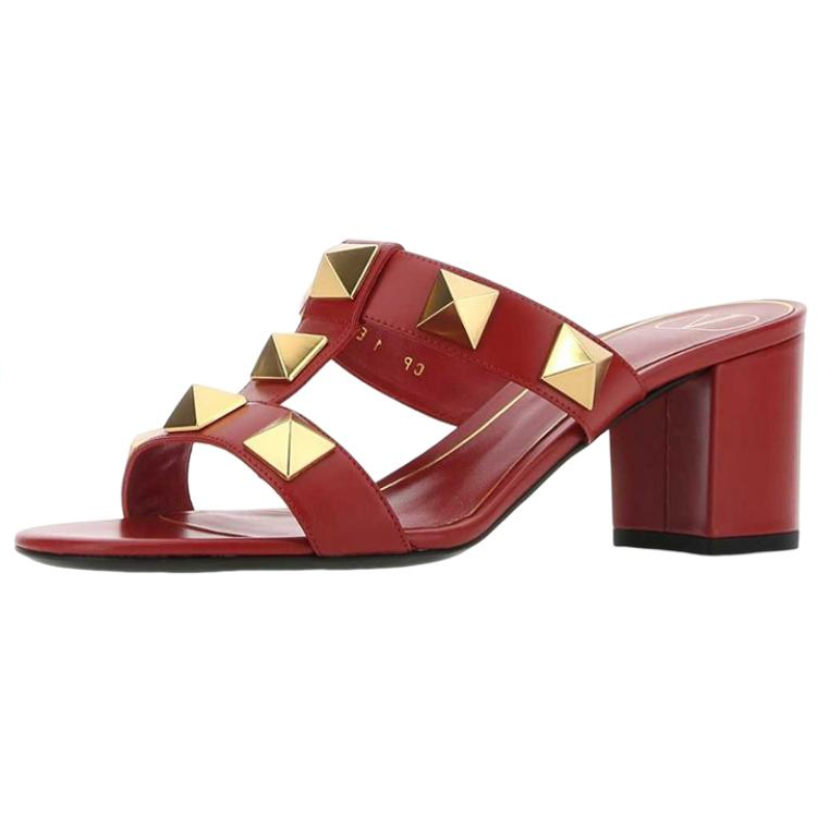 (W) Valentino Rockstud Block Heel Sandal 'Red' 圖 3