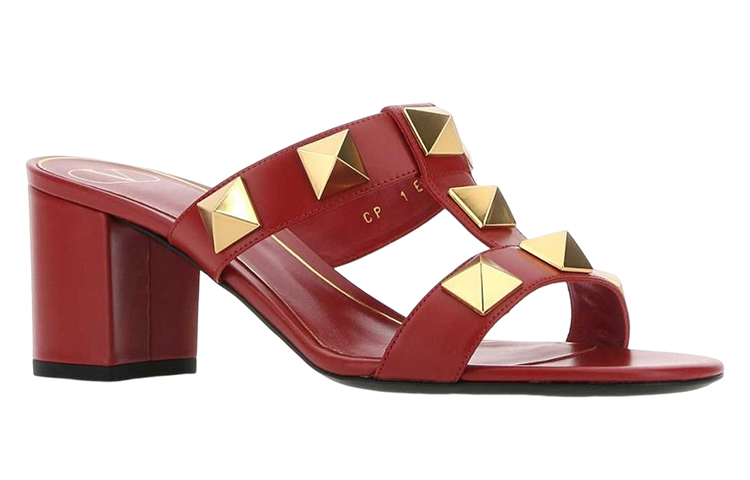 (W) Valentino Rockstud Block Heel Sandal 'Red' 圖 4