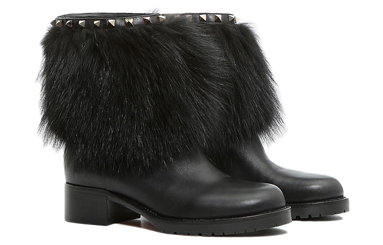 (W) Valentino Rockstud Boots 'Black Moto Stud' 圖 2